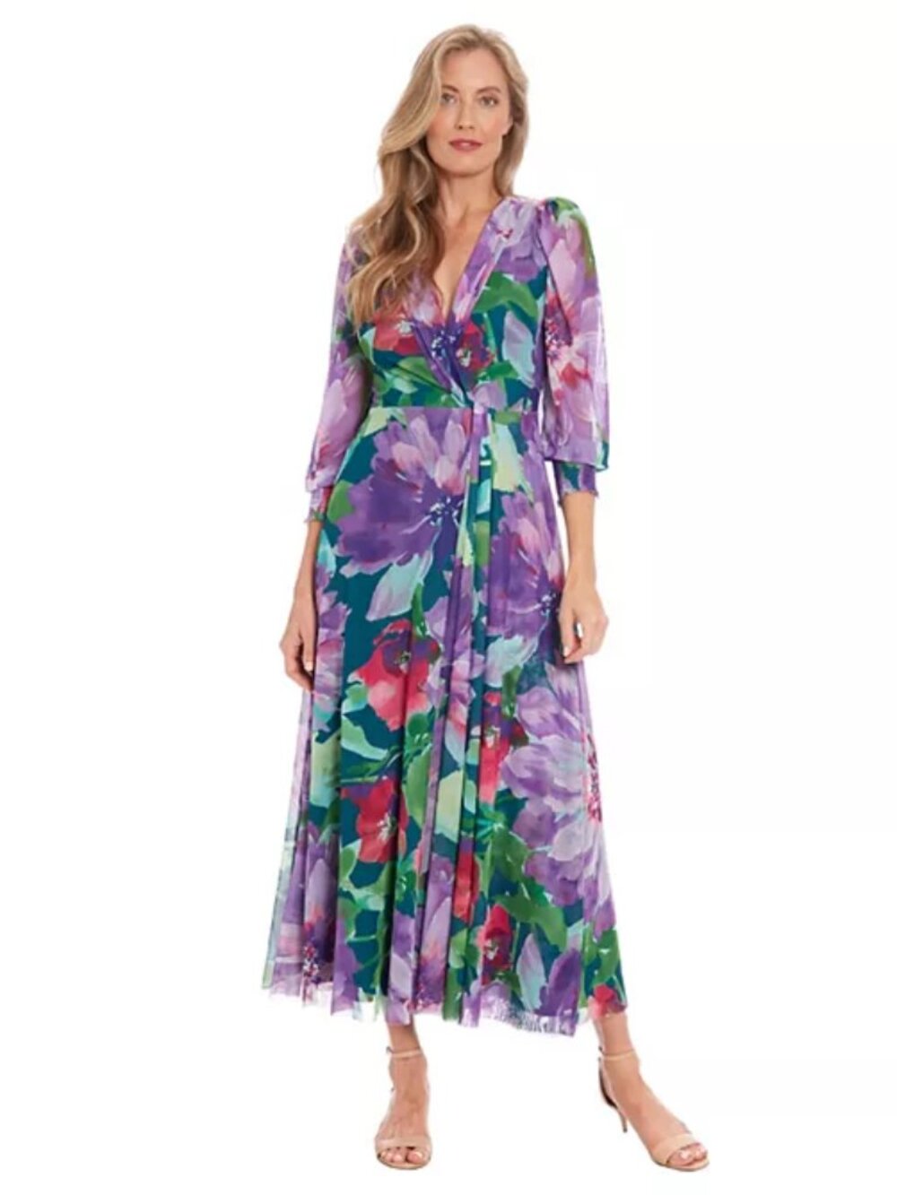 London Times, Ruth Long Bishop Sleeve Maxi in Majestic Garden.